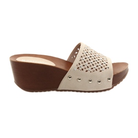 M.Daszyński Beige tøfler Daszyński SA144-6 med cubic zirconia