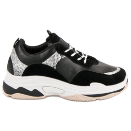 Sorte sneakers med mønster