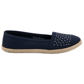 Marineblå espadriller med krystaller marine blå