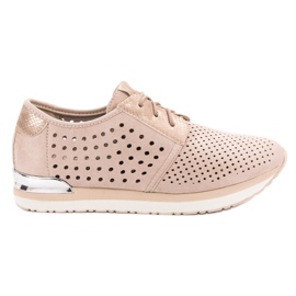 Aclys Åbent lyserøde brogues brun
