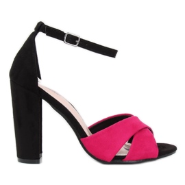 Sorte sandaler på stolpen 369-34 Fuchsia lyserød