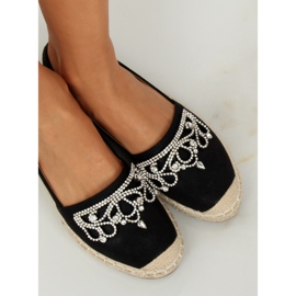 Espadrilles med sort krone H-6558 Sort II-GAT