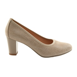 Dame læder pumps med fleksibel sål Arka 5137 beige