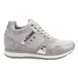 Cm Paris Sølv sneakers med rhinestones grå