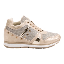 Cm Paris Gyldne sneakers med rhinestones gylden