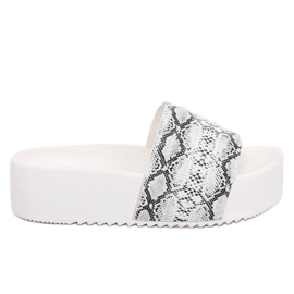 Hvide N-32 White Snake tøfler med høj sål