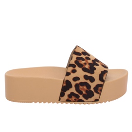 Brune N-32 tøfler i højsål af leopard