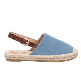 HH-119 BLÅ / CAMEL blå espadriller med åbne hæle