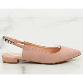 Ballerina med åben hælrosa LS5028 Beige II-GAT lyserød