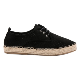 Ideal Shoes Snøre Espadrilles sort
