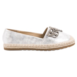 Ideal Shoes Sølv Espadriller Med Ornamenter grå