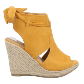 Gul Espadrilles på kiler gul LM-023 Gul
