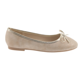 American Club LU17 beige ballerinaer til piger gylden