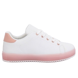 Hvide og lyserøde sneakers til kvinder 9118 Pink