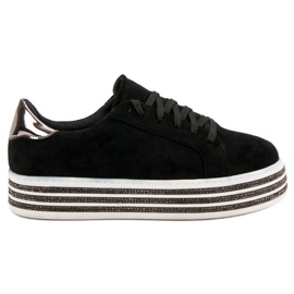 Suede Creepers med krystaller sort