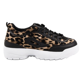 Animal Print sorte sneakers brun
