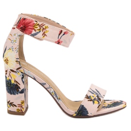 Ideal Shoes Sandaler i blomster flerfarvet lyserød