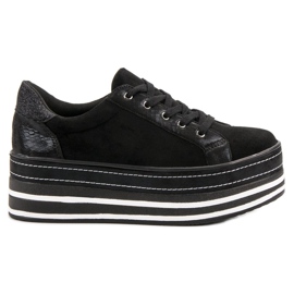 Weide Sneakers på platformen sort