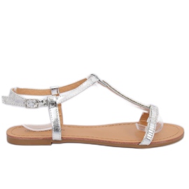 Sølv sandaler med cubic zirconia SY644 Sølv grå