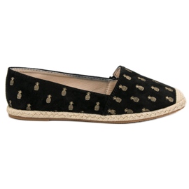 Lucky Shoes Sorte espadriller i ananas
