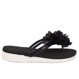 Sorte flip-flops med en blomst CK103 Sort