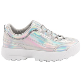 Holo sølvlakerede sneakers grå