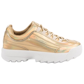 Holo guldlakerede sneakers gylden