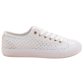 Hvide tekstil sneakers