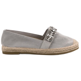 Bestelle Ruskind Espadrilles Med Krystaller grå