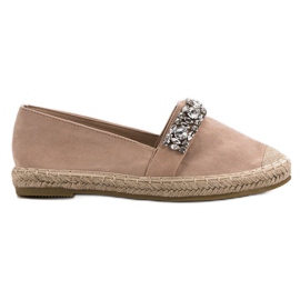 Bestelle Ruskind Espadrilles Med Krystaller brun