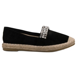 Bestelle Ruskind Espadrilles Med Krystaller sort