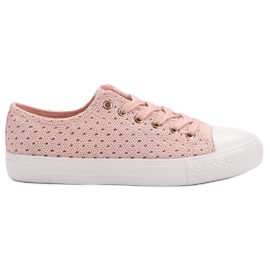Lyserøde tekstilsneakers