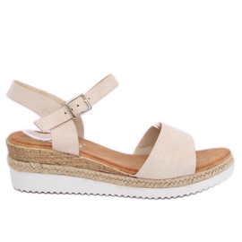 Beige sandaler på en lav kilehæl 7868-KL Beige