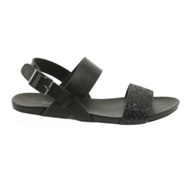 Komfortable sorte Filippo 685 sandaler med glitter