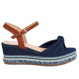 Sandaler på en kilehæl marineblå B165 Navy marine blå