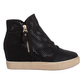 Sorte openwork sneakers KL-261 Sort
