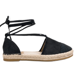 Seastar Bundet Espadrilles med krystaller sort