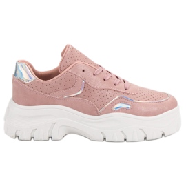 Lyserøde sneakers med Holo -effekt