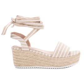 Seastar Stribede sandaler på kile beige