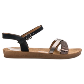 Seastar Moderigtige flade sandaler sort