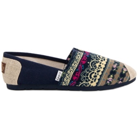 Lady Fashion Slip On Boho sneakers blå flerfarvet