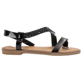 Sweet Shoes Slip-on lakerede sandaler sort