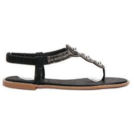 SHELOVET Sorte sandaler med ornamenter