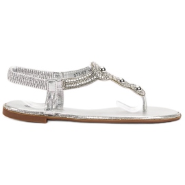 SHELOVET Sølv sandaler med ornamenter grå