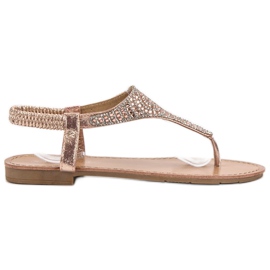 SHELOVET Golden Slip On Sandals gylden