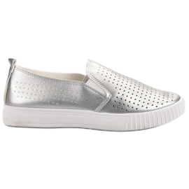 SHELOVET Openwork Slipons grå