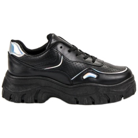 SHELOVET Sorte sneakers med Holo -effekt