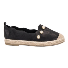 SHELOVET Espadrilles med perler sort
