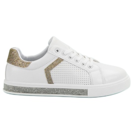 Ideal Shoes Sportssko med cubic zirconia hvid