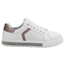 Ideal Shoes Sportssko med cubic zirconia hvid